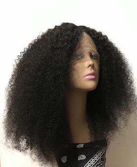 Kinky Curly Middle Part Human Hair Wig – Natural Look