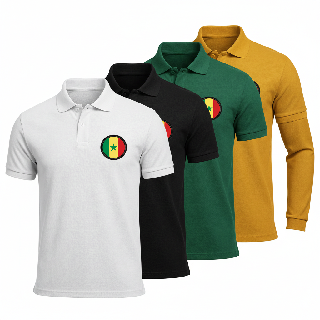 Polos Personnalisés Drapeau Sénégal - Manches Courtes & Longues