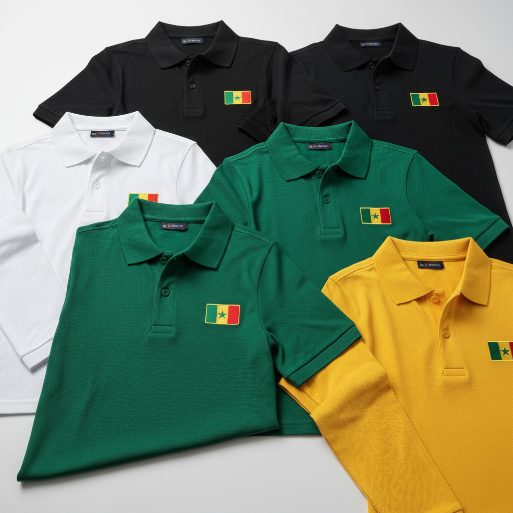 Polos Personnalisés Drapeau Sénégal - Manches Courtes & Longues